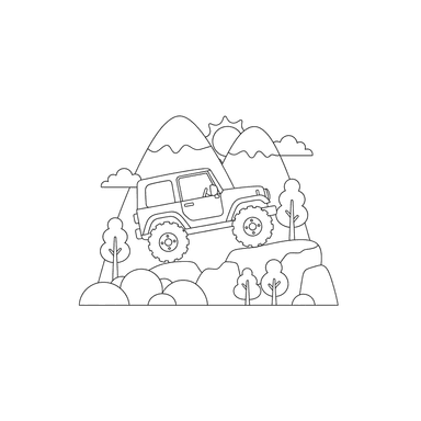 Jeep Climbing a Mountain Trail Coloring Page