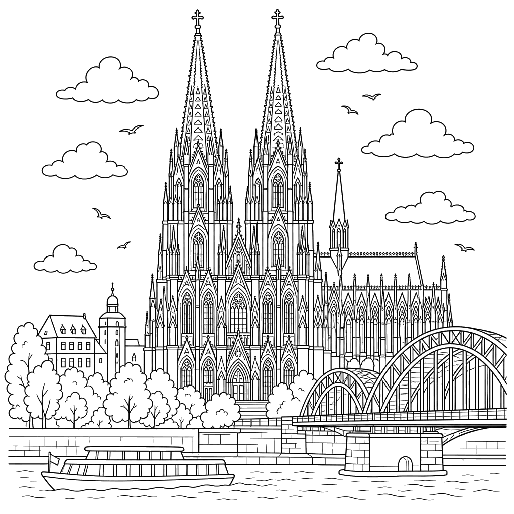 Cologne Cathedral Coloring Page
