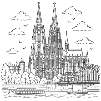 Cologne Cathedral Coloring Page