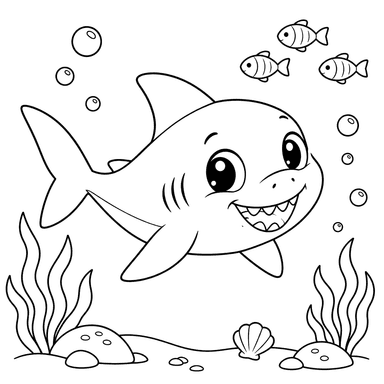 Baby Shark Underwater Coloring Page