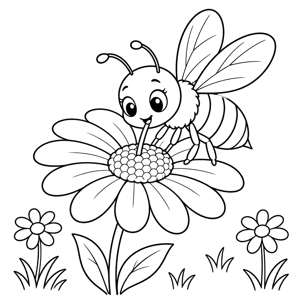 Bee Collecting Nectar from a Daisy