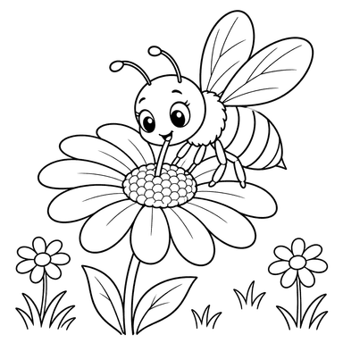 Bee Collecting Nectar from a Daisy