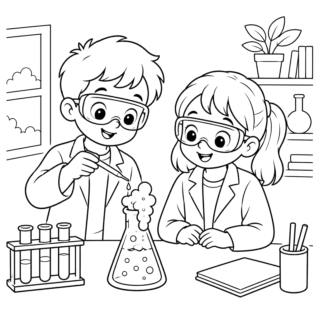 Children’s Science Experiment Coloring Page