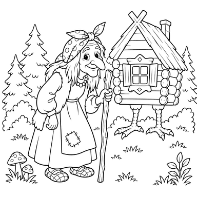 Baba Yaga by a Forest Hut