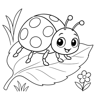 Ladybug on a Leaf Coloring Page
