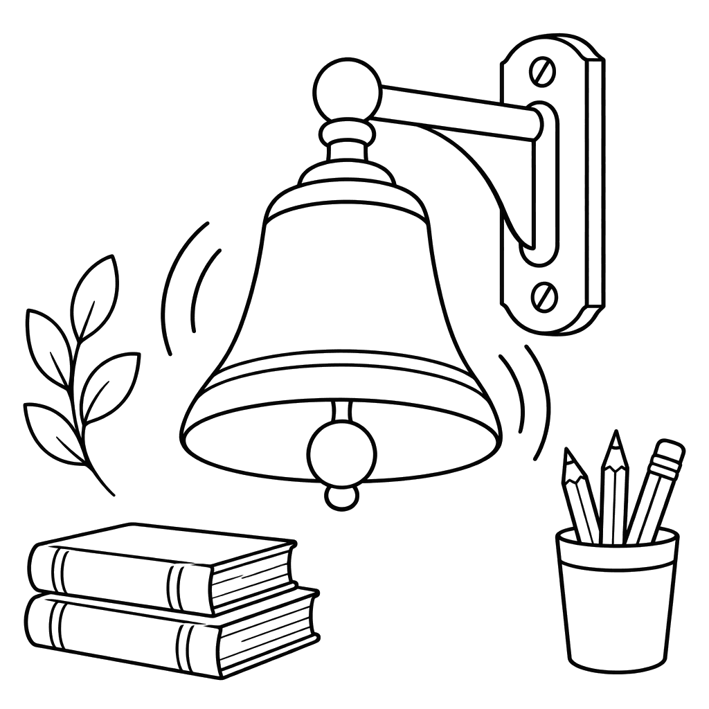 School Bell on the Wall Coloring Page