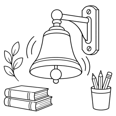 School Bell on the Wall Coloring Page