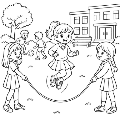 Children at School Recess Coloring Page
