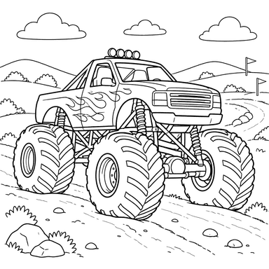 Monster Truck on a Hillside Dirt Track