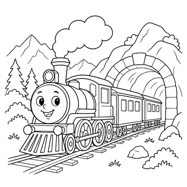 Steam Train at a Mountain Tunnel