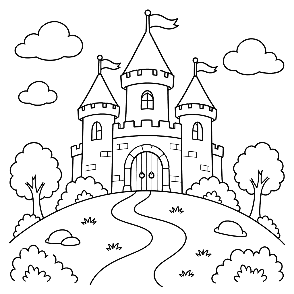 Castle on a Hill Coloring Page