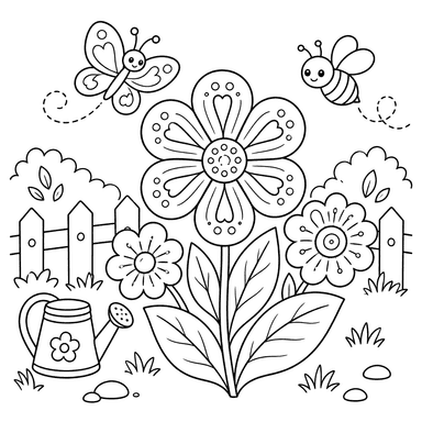Patterned Flower Garden Coloring Page