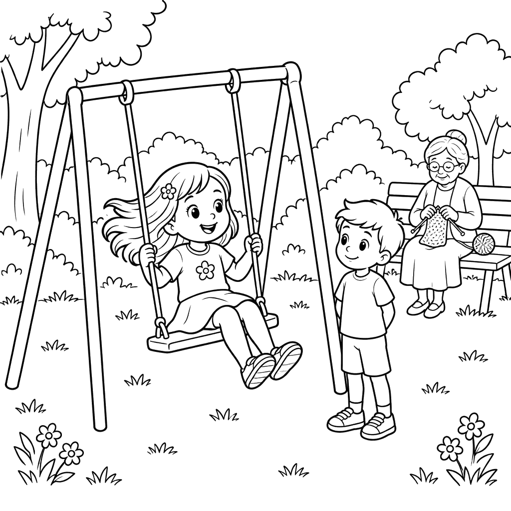 Girl on a Swing in the Park