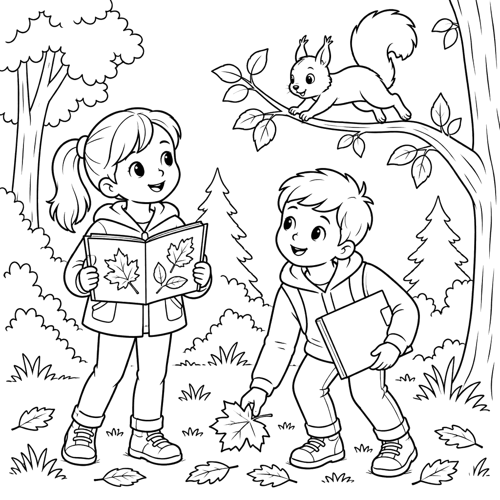 Children Collecting Leaves for a Herbarium