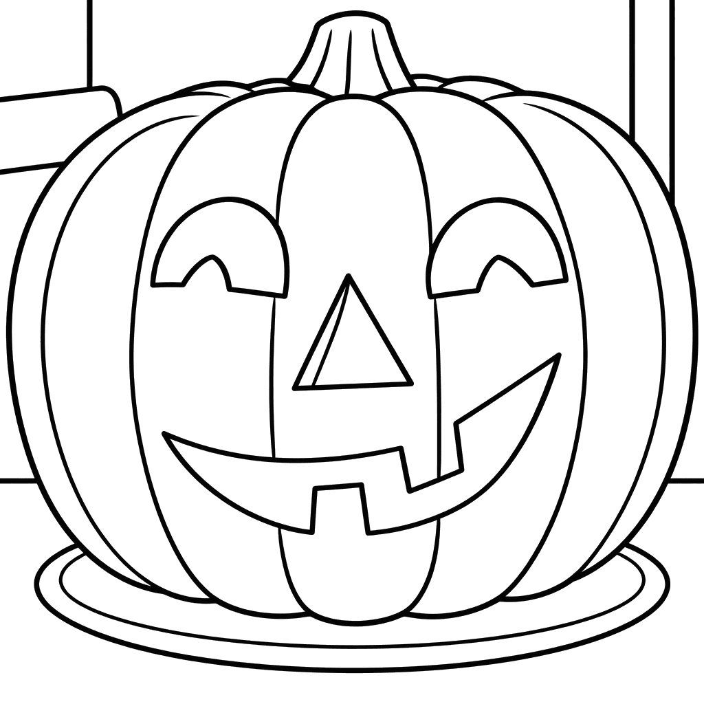 Smiling Jack-o'-Lantern Coloring Page
