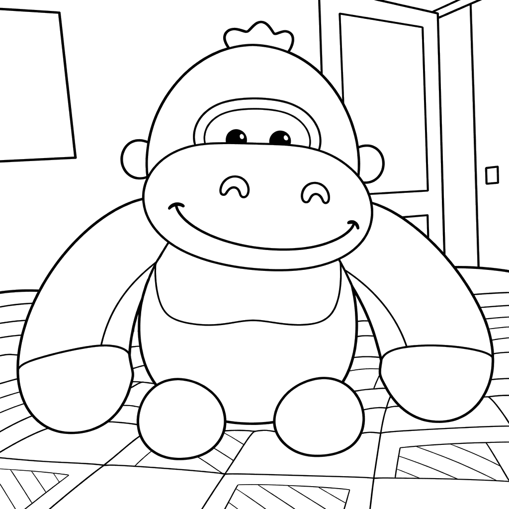 Smiling Monkey Sitting Indoors
