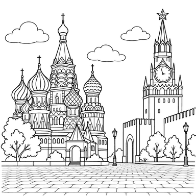 Moscow Red Square Coloring Page
