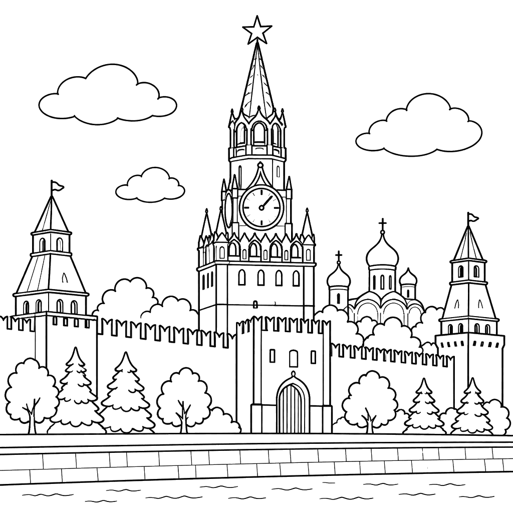 Moscow Kremlin Coloring Page