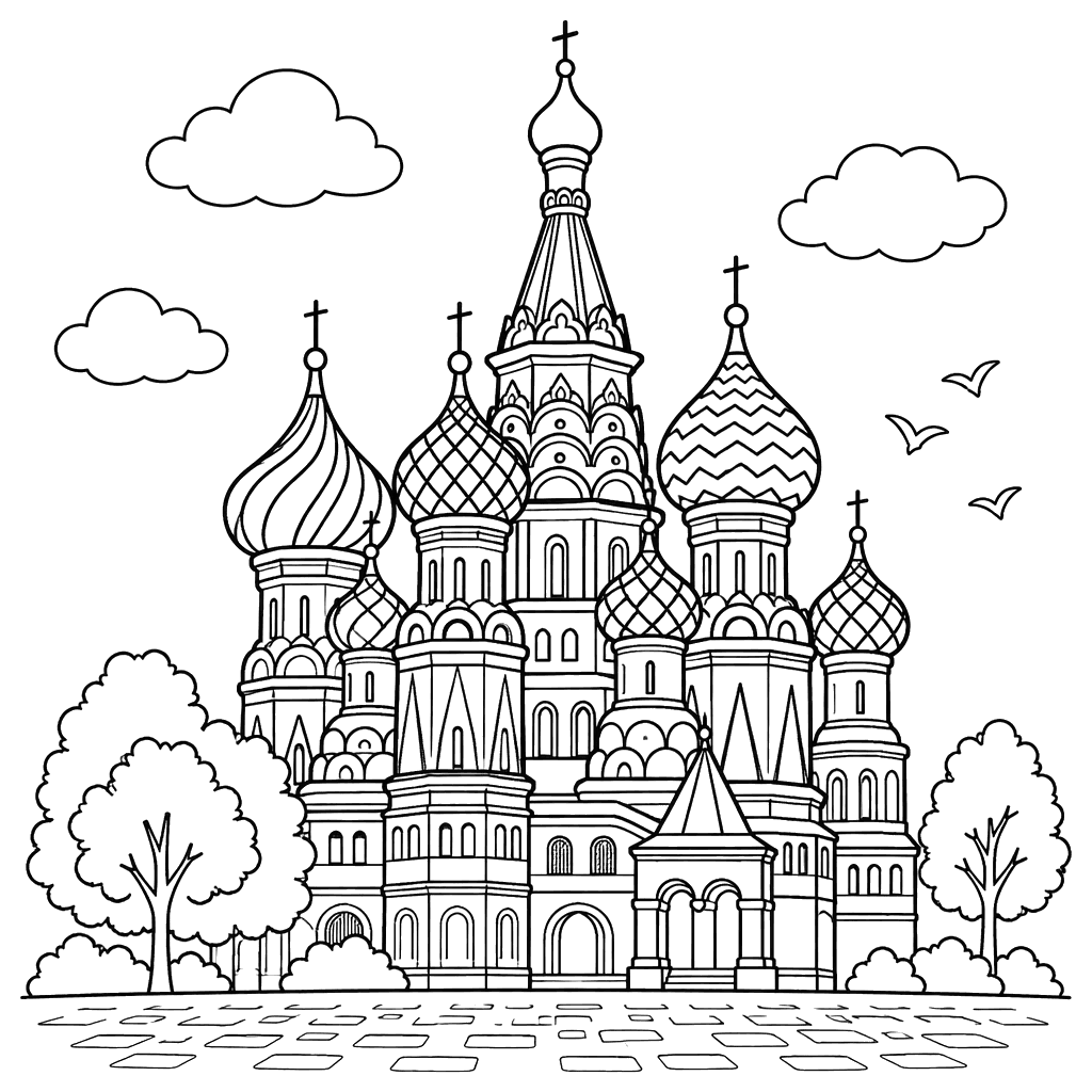 Moscow St. Basil’s Cathedral Coloring Page