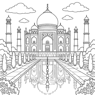 Taj Mahal in India Coloring Page