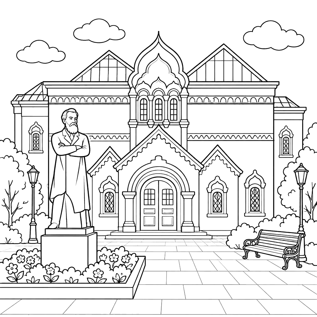 Tretyakov Gallery Moscow Coloring Page