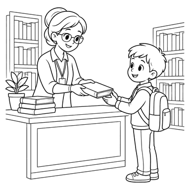 Librarian Giving a Book to a Student