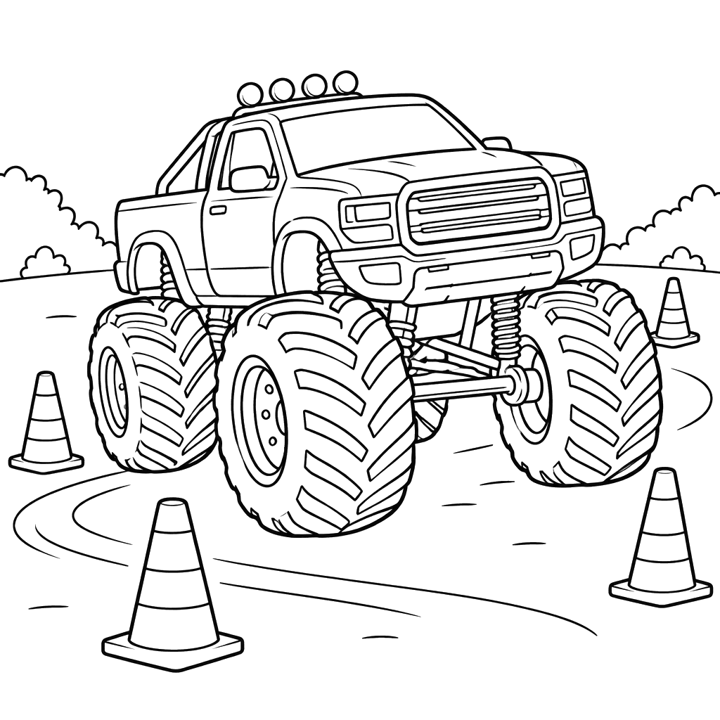 Monster Truck with Road Cones