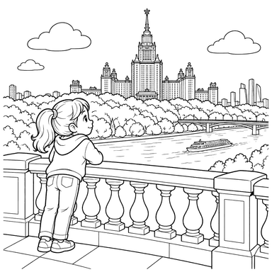 Moscow Sparrow Hills Coloring Page