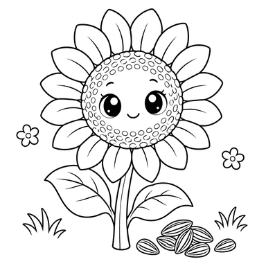 Smiling Sunflower Coloring Page