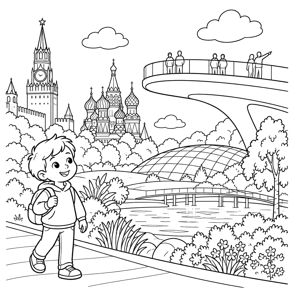 Moscow Zaryadye Park Coloring Page