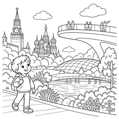 Moscow Zaryadye Park Coloring Page
