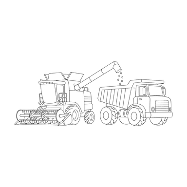 Combine Harvester Unloading Grain Coloring Page