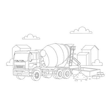 Concrete Mixer Delivering Concrete Coloring Page