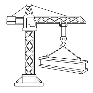 Crane Lifting a Steel Beam