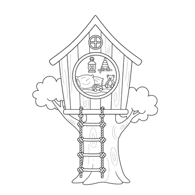 Cozy Treehouse Coloring Page