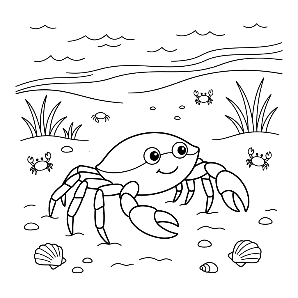 Crabs on the Sand Coloring Page