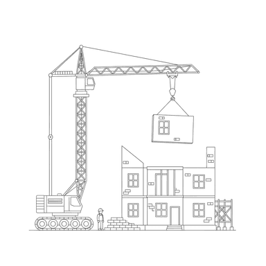 Crane Building a House Coloring Page