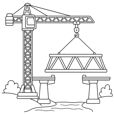 Crane Installing a Bridge Truss