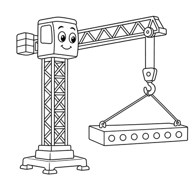 Crane Lifting Concrete Slab Coloring Page