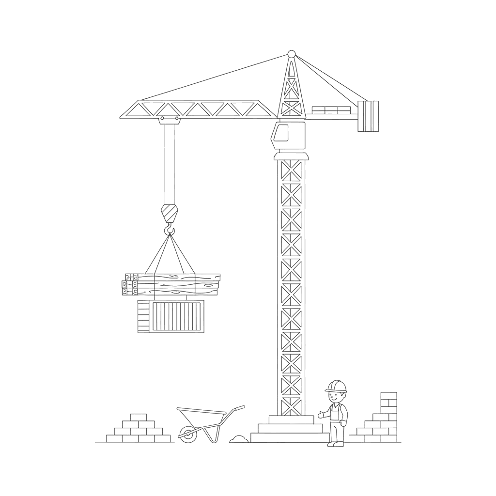 Crane Lifting Materials Coloring Page