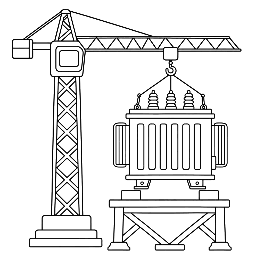 Crane Lifting a Transformer Coloring Page