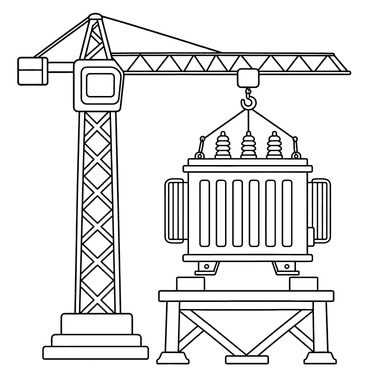 Crane Lifting a Transformer Coloring Page