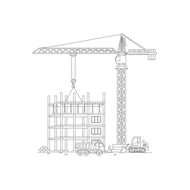 Construction Crane Over Building