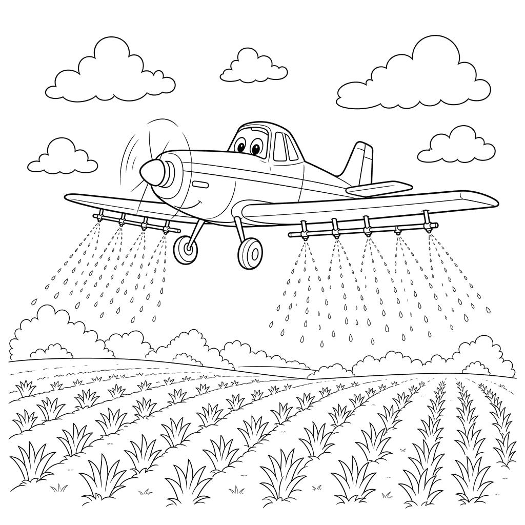 Crop Duster Airplane Coloring Page