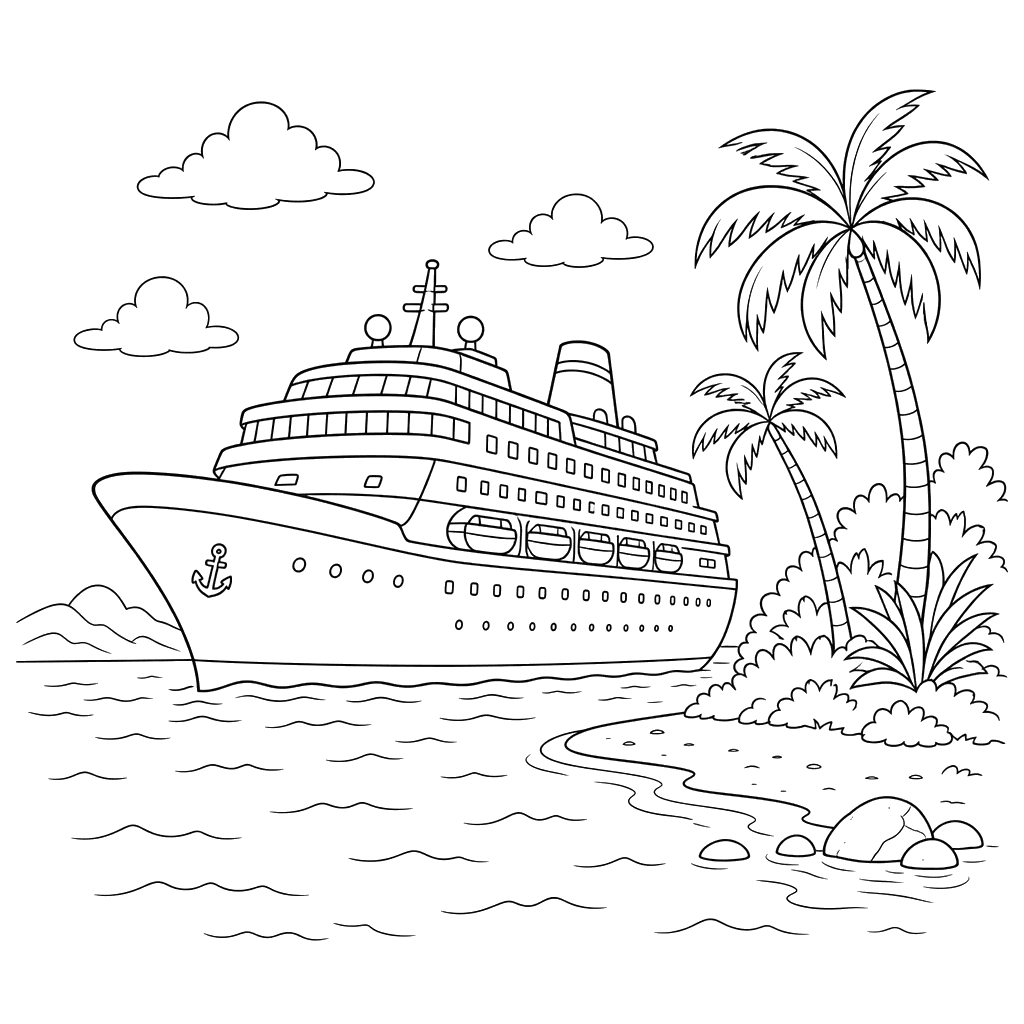 Cruise Ship Coloring Page
