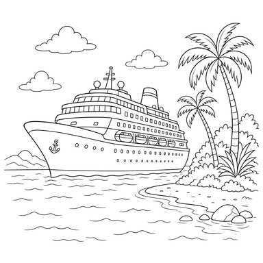 Cruise Ship Coloring Page