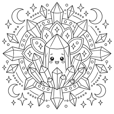 Crystal Pattern Mandala Coloring Page