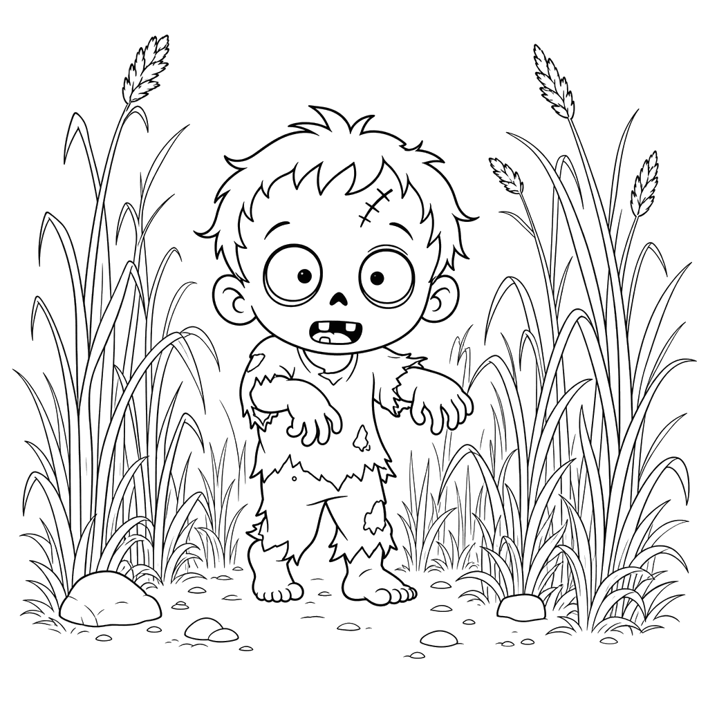 Cute Little Zombie Coloring Page