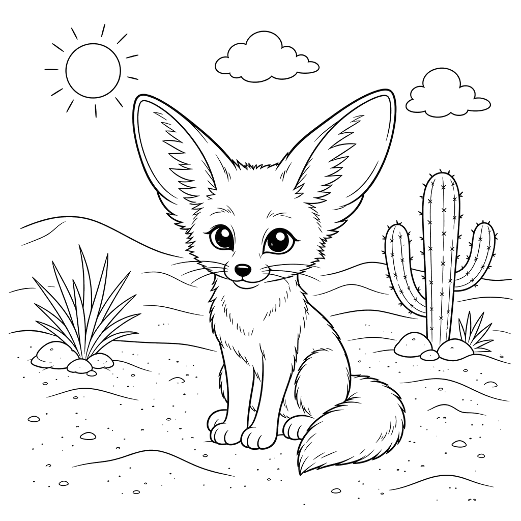 Cute Fennec Fox in the Desert