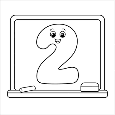 Number 2 on a Chalkboard Coloring Page